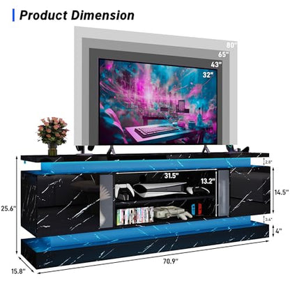 71IN LED TV Stands w/Power Outlet for 85/80/75 Inch TVs, view 3