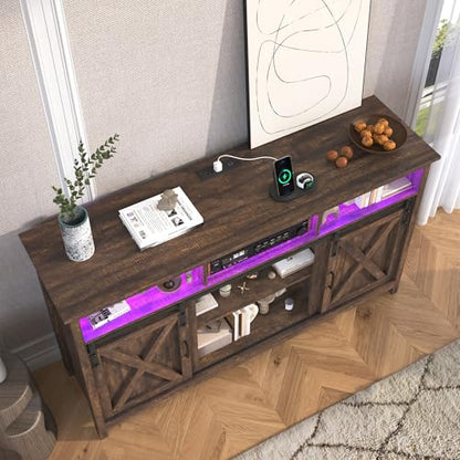 Farmhouse TV Stand for 65 Inch TV with Power Outlet, view 6