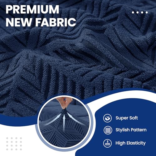 Pack of 2 Throw Pillow Covers 18 x 18 Inch High Stretch Jacquard Pillowcase for Couch Sofa Living Room Home Decor, Navy