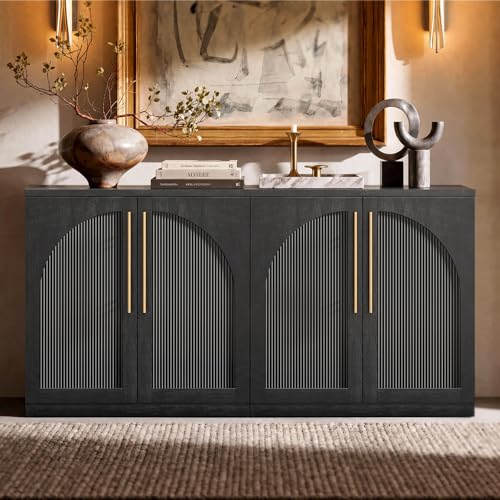 Arched Sideboard Cabinets, Modular Buffet Table, Black, view 5