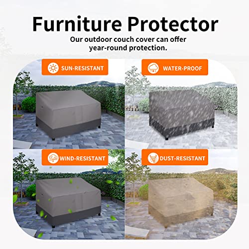 Heavy Duty 2 Seater Outdoor Loveseat Cover, Waterproof Windproof Patio Furniture Sofa Cover with Air Vent (58Wx32.5Dx31H inch, Gray/Dark Gray)