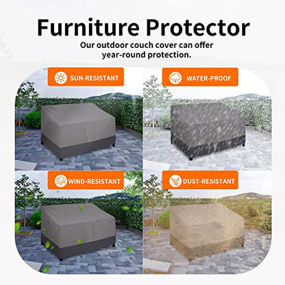 Heavy Duty 2 Seater Outdoor Loveseat Cover, Waterproof Windproof Patio Furniture Sofa Cover with Air Vent (58Wx32.5Dx31H inch, Gray/Dark Gray)
