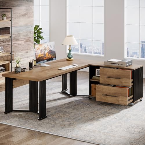 70.86" Executive Desk with Mobile File Cabinet, view 5