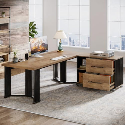 70.86" Executive Desk with Mobile File Cabinet, view 5
