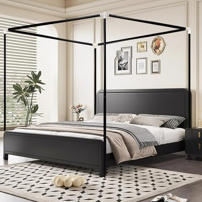Jondow Stainless Steel Canopy Bed Frame Queen Size, view 2