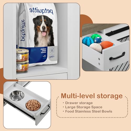 47.2" Heavy Duty Indoor Wood Dog Crate Furniture for Extra Large Dogs White, view 3