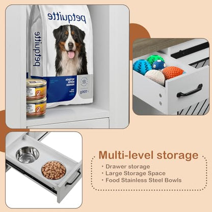 47.2" Heavy Duty Indoor Wood Dog Crate Furniture for Extra Large Dogs White, view 3