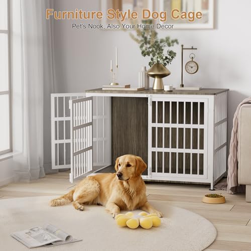 46" XXL Dog Crate Furniture for for Large & Medium Dogs with Wheels, view 7