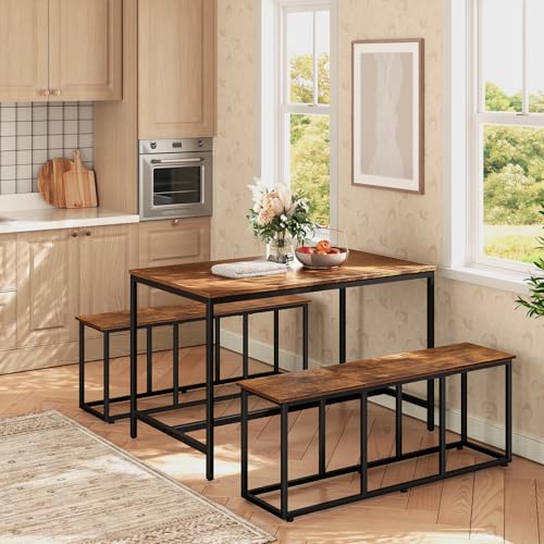 Dining Bench, 47.2 Inch Dining Table Bench, Industrial Style Kitchen Bench, view 3