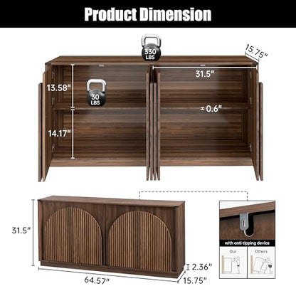 65" Sideboard Buffet Cabinet with Storage, view 3