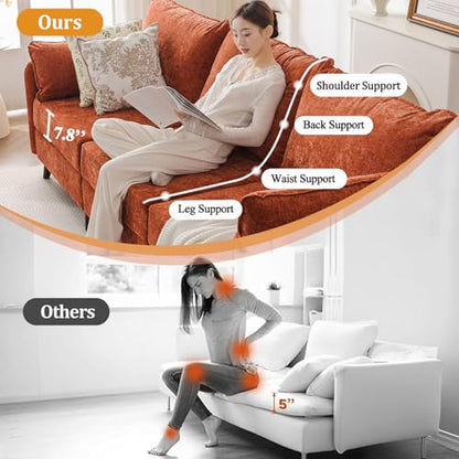 104'' Modular Sectional Sofa with All Seats Storage, Oversized L Shaped Couch for Living Room,3-Seater Comfy Cloud Couches with Movable Ottoman,Big Sectional for Bedroom,Velet,Orange