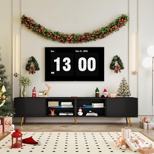 86" LED TV Stand, Modern Entertainment Center for 75" TV, Black, view 4