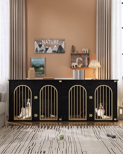 86.6 in Double Dog Crate Furniture, Dog Kennel Indoor with Cushion, view 8