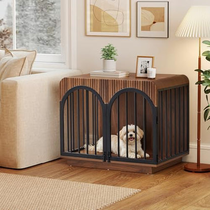 31.5" Fluted Wooden Dog Crate Furniture, view 6