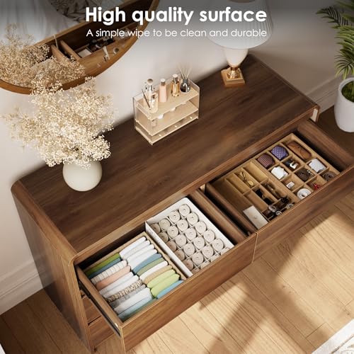 6 Drawer Dresser, 47" Wide Walnut Dresser Wooden Dresser for Bedroom, view 7