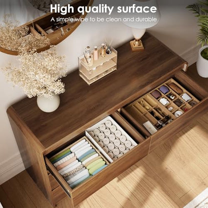 6 Drawer Dresser, 47" Wide Walnut Dresser Wooden Dresser for Bedroom, view 7