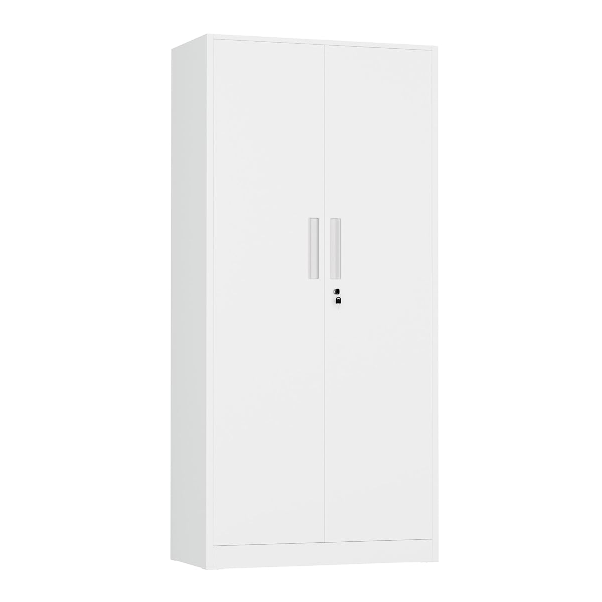 Metal Storage Cabinet, 72" H Lockable Steel Cabinets with Locking Doors, Storage Locker with Adjustable Shelves for Office, Home, Garage, Gym, School (White)