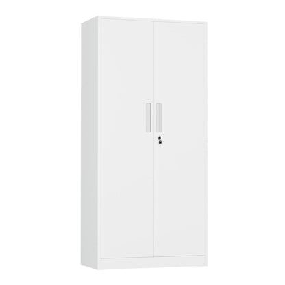Metal Storage Cabinet, 72" H Lockable Steel Cabinets with Locking Doors, Storage Locker with Adjustable Shelves for Office, Home, Garage, Gym, School (White)