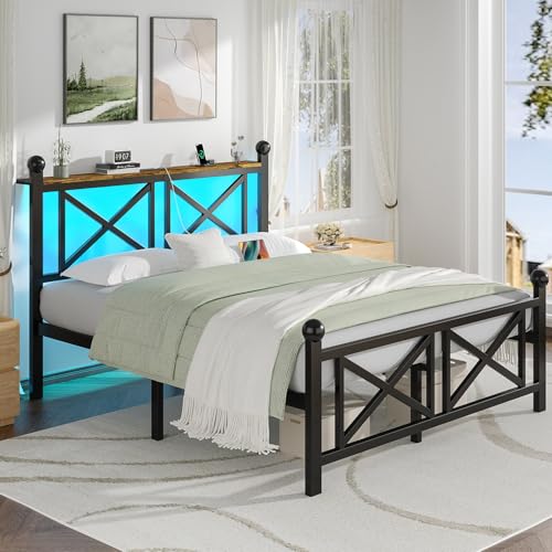 DynJest Full Size Black Heavy Duty Bed Frame with LED Lights, view 7