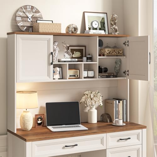 Farmhouse Executive Desk with 4 Drawers and Storage Cabinet, view 8