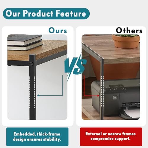 Tall Side End Table Furniture Designs |Brooklyn Series | Night Stand | Coffee Table |Storage Shelf | Sturdy | Easy Assembly | Brown Oak Wood Look Accent Furniture with Metal Frame