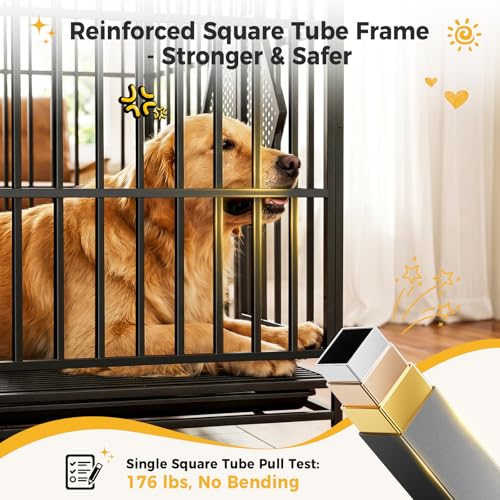 48'' Heavy Duty Dog Crates for Large Dogs, Dog Kennel Indoor, view 3