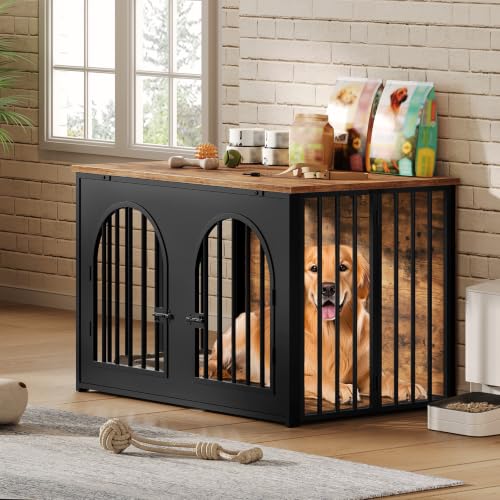 37.4" Dog Crate Furniture Foldable, Assembly-Free Dog Kennel, view 5