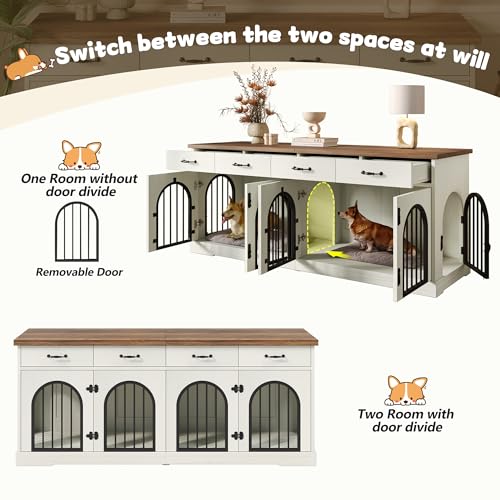 70.8" Large Double Dog Crate Furniture for Small/Medium Dogs, view 3