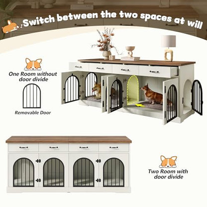 70.8" Large Double Dog Crate Furniture for Small/Medium Dogs, view 3