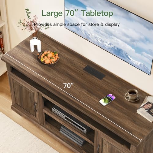 70" Rustic Farmhouse TV Stand, Entertainment Center Fits TVs up to 80 Inch, view 7