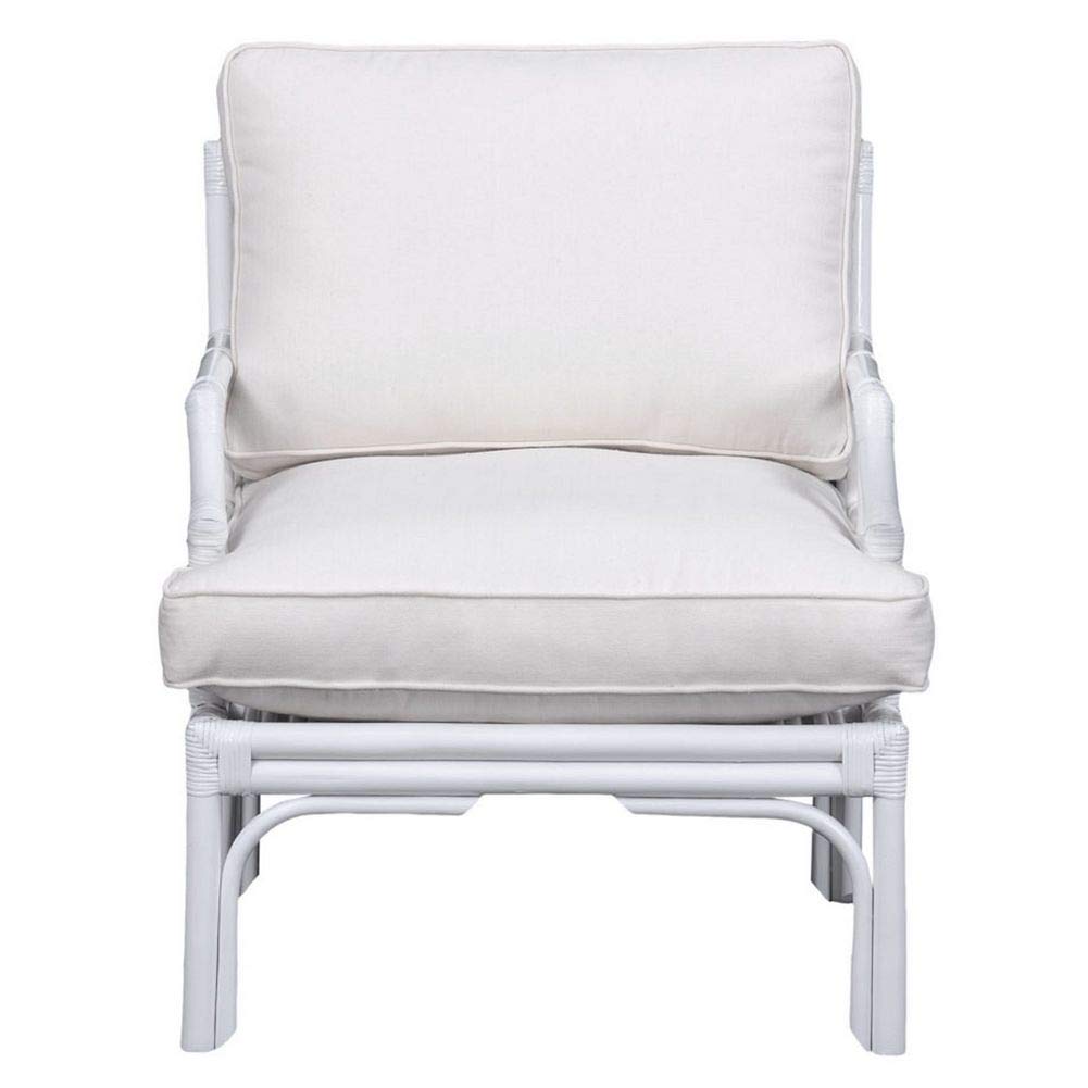 Safavieh Home Kazumi Coastal White Rattan Cushion Accent Chair (ACH6508A)