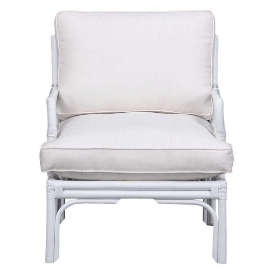 Safavieh Home Kazumi Coastal White Rattan Cushion Accent Chair (ACH6508A)
