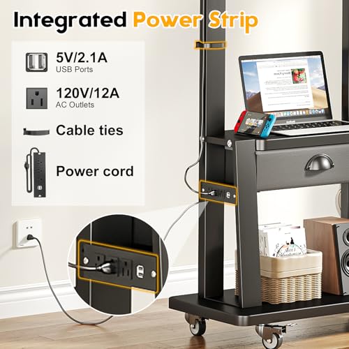 Rolling TV Stand with Power Outlet, view 5