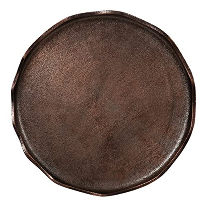 Alessia Modern Round Metal Side Table; 15 x 15 x 22; Bronze; Decorative Glam Cast Aluminum End Table with Deckled Edge for Bedroom Nightstand or Living Room Accent
