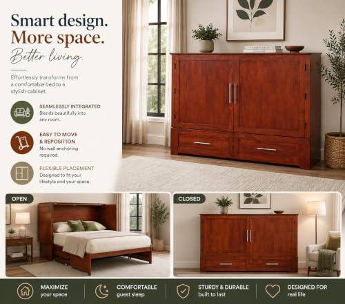 Daily Delight Murphy Cabinet Chest Bed with Charging Station & 6" Memory Foam, view 5