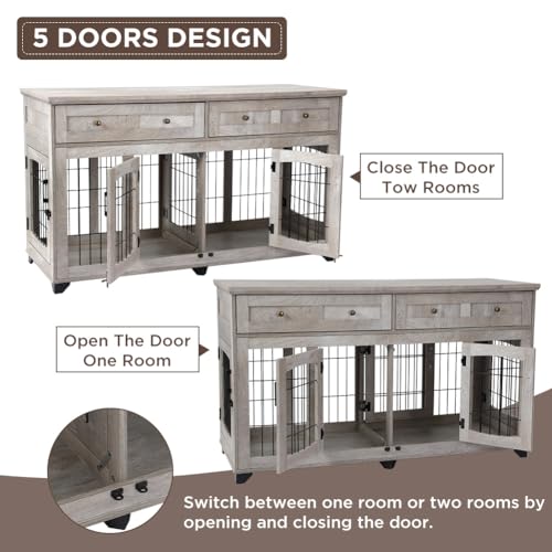 Dog Crate Furniture with Drawer, view 6