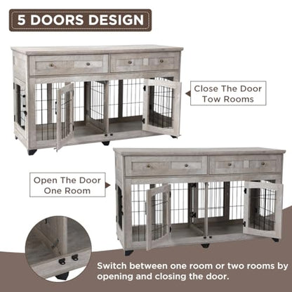 Dog Crate Furniture with Drawer, view 6