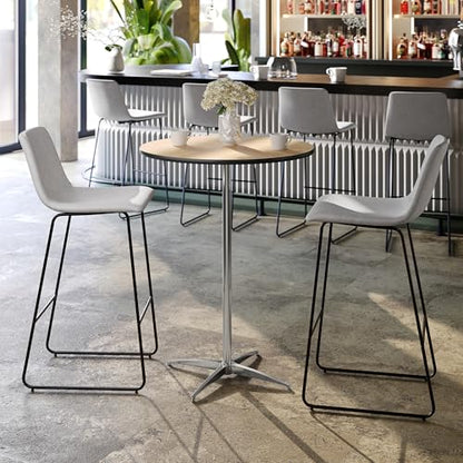 Lars 30" Round Cocktail Table with 30" and 42" Columns, Adjustable Standard or Bar Height Round Table for Events or Home Use, Natural