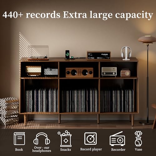 Record Player Stand with Vinyl Storage, view 4