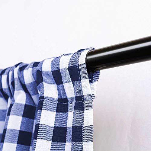 3-Piece Navy Kitchen Tier & Valance Set, 29W x 36L Inches, Checkered Plaid Gingham Design, Farmhouse Tier Panels, Buffalo Cafe Curtain with Swag and Tier Pair Set