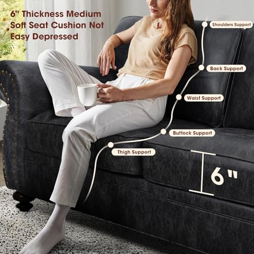 Living Room Furniture Sets,Sofa Sets and Couch Sets for Living Room,Mid-Century Vintage Sofa Couches with Rivet Design (Grey, Loveseat+3 Seater)