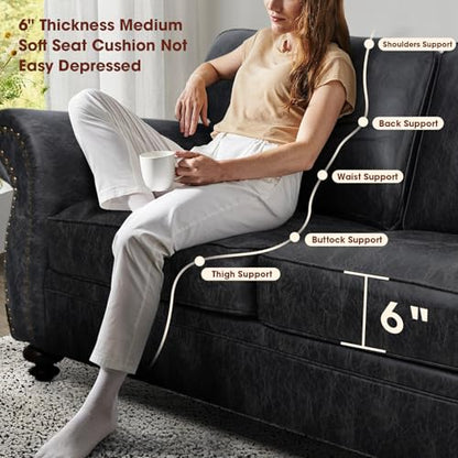 Living Room Furniture Sets,Sofa Sets and Couch Sets for Living Room,Mid-Century Vintage Sofa Couches with Rivet Design (Grey, Loveseat+3 Seater)