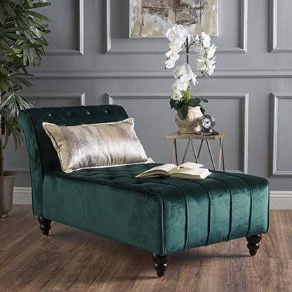Christopher Knight Home Rafaela Modern Glam Tufted Velvet Chaise Lounge, view 3