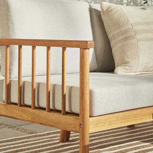 Dekian Modern 6-Piece Spindle-Side Solid Acacia Patio Sectional, Natural