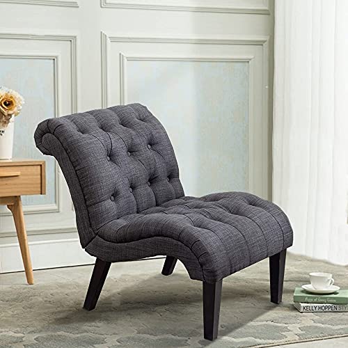 Accent Chair Button Tufted Slipper Chair Armless Side Chair for Living Room Dining Room Bedroom Funiture (Set of 2)