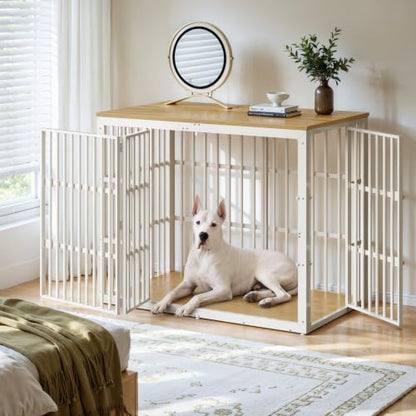 54" Taller Dog Crate Furniture for Great Dane, Natural Beech, view 6