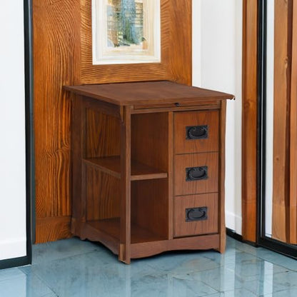 Powell Furniture Mission Oak Powell Magazine Cabinet Table, 22.5"L x 18.125"W x 24"H
