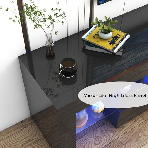 70in LED TV Stand for 75/80/85 inch TV, Modern Black TV Stands for Living Room, view 7