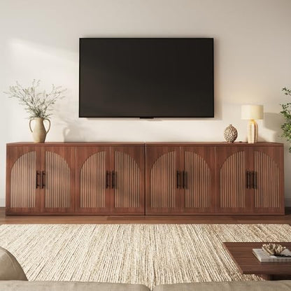 63" Fluted Buffet Cabinet, Walnut Credenza with Adjustable Shelf, view 7