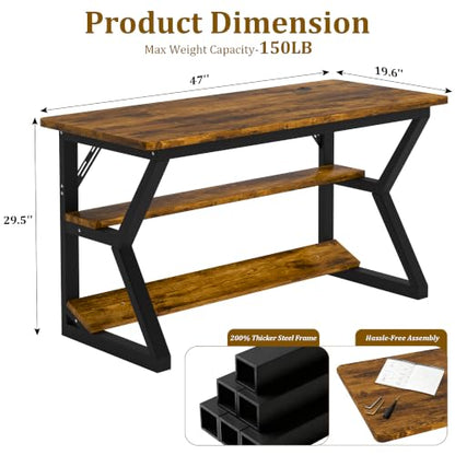 47 in Computer Desk w/Storage, Office Desk w/Footrest for Bedroom, view 4